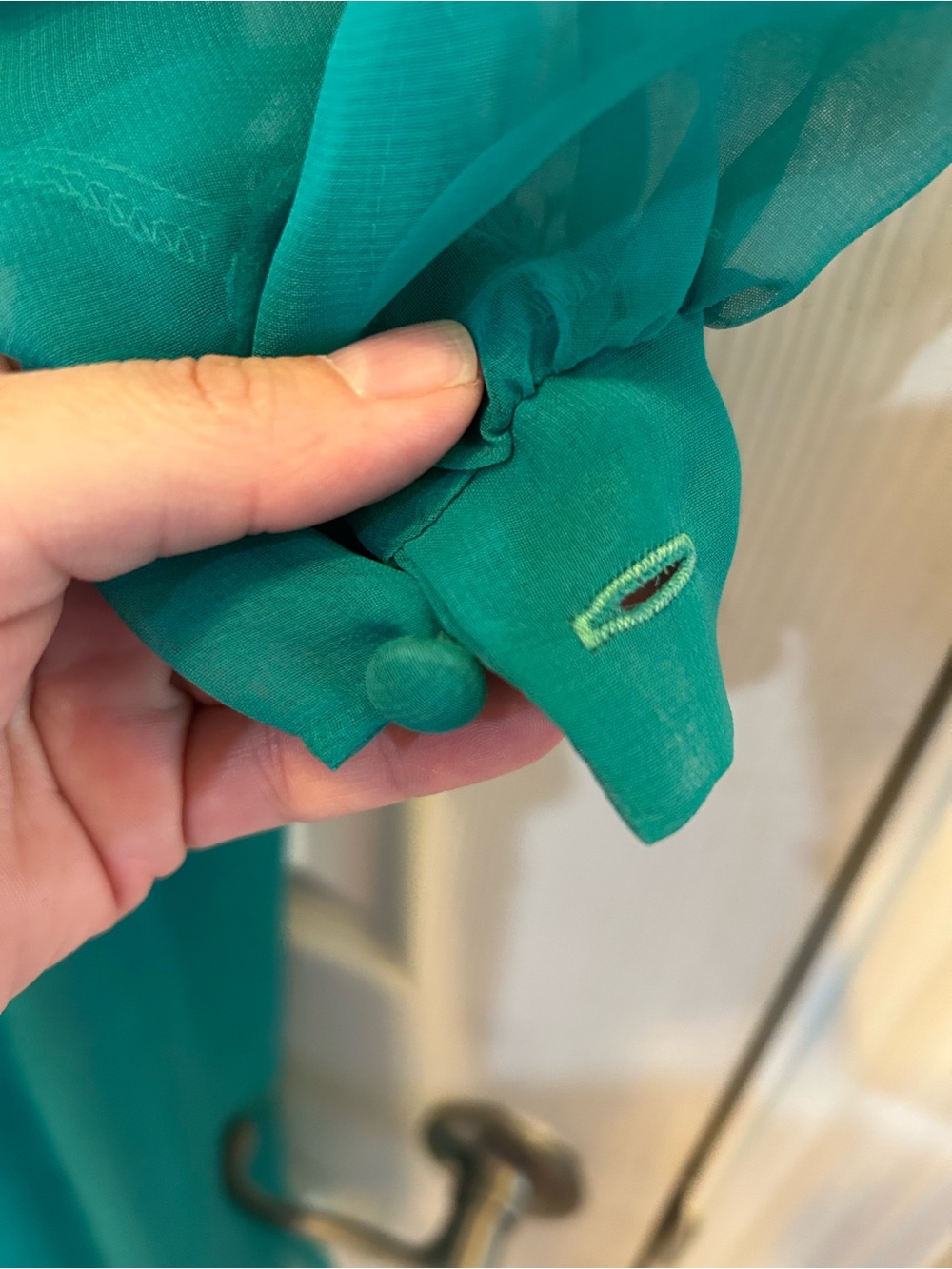 Vincenti Vintage Teal Ruffled Dress with Belt 1960’s-1970’s - Picture 6 of 7